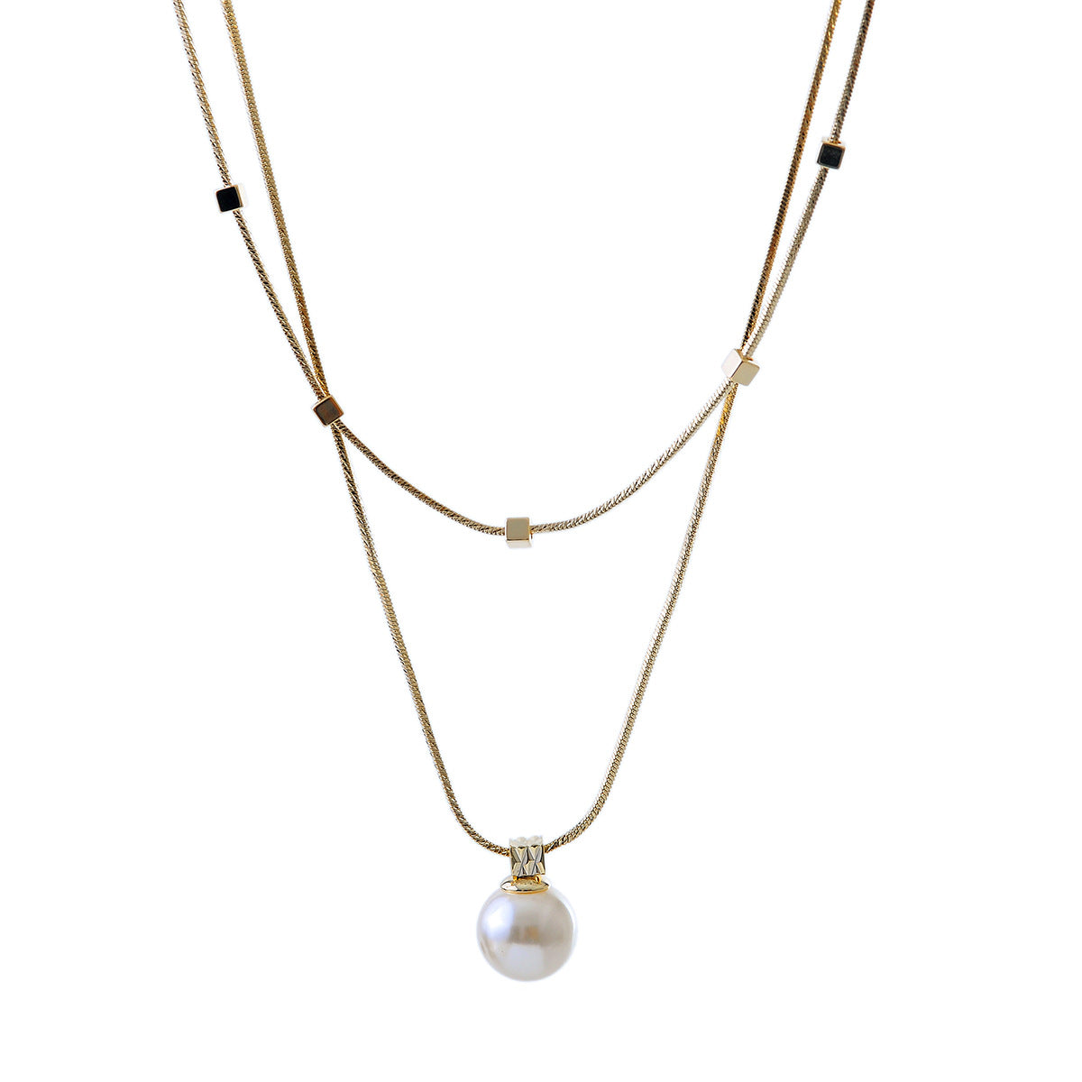 New Niche Style Elegant High-End Light Luxury Double-Layer Collarbone Chain Women's Artistic Retro Fashion Simple Pearl Necklace