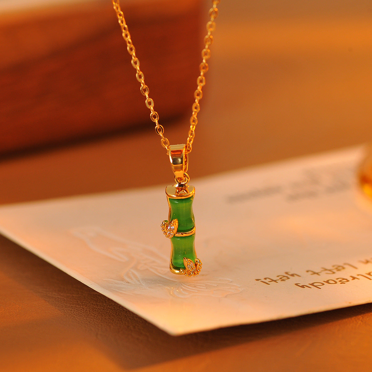 New Chinese Style National Trend Necklace High-end Elegant Inlaid Diamond Cat's Eye Stone Bamboo Knot Necklace Light Luxury Niche Design