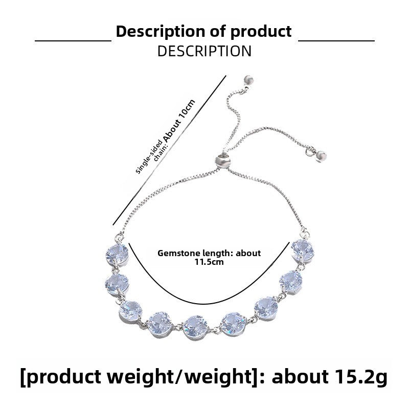 Light Luxury Niche Design Crystal Zircon Best Friend Bracelet for Women, Adjustable and Exquisite Pull Chain Bracelet