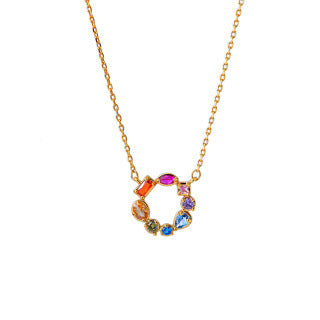 Rainbow Series Summer New European and American Style Colorful Zircon Necklace Collarbone Chain Manufacturer