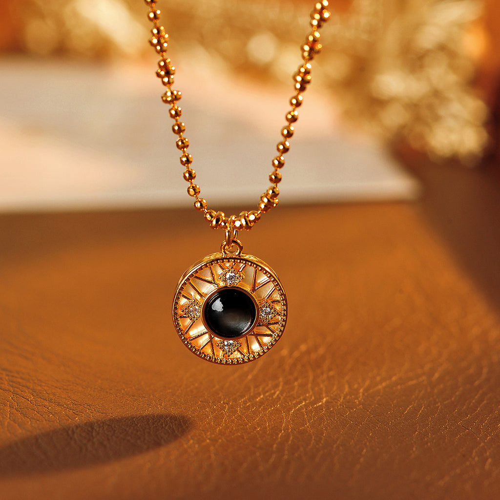 Natural Stone Round Flame Pendant Detachable Single Pendant Pearl Necklace with Small Drop