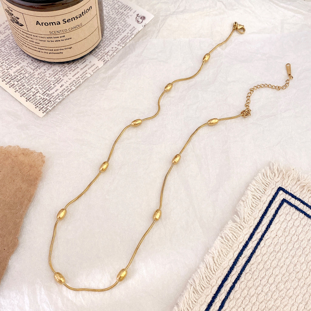 Titanium Steel Snake Bone Chain Bead Chain Necklace for Women Tassel Chain Bead Chain DIY Handmade Chain Jewelry Accessory