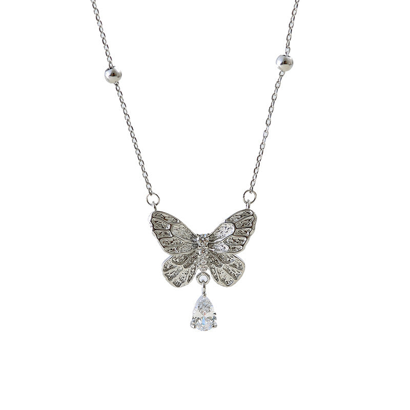 New Chinese Style Light Luxury Butterfly Pendant Necklace for Women, Niche Micro Inlaid Zircon Elegant Women's Choker, High-end Versatile Collarbone Chain