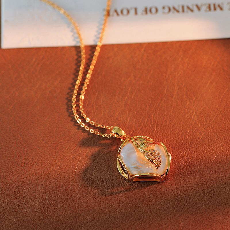 Natural Baroque Freshwater Pearl Pendant Necklace Earrings Ring Set 18K Gold Plated Niche Design Gift