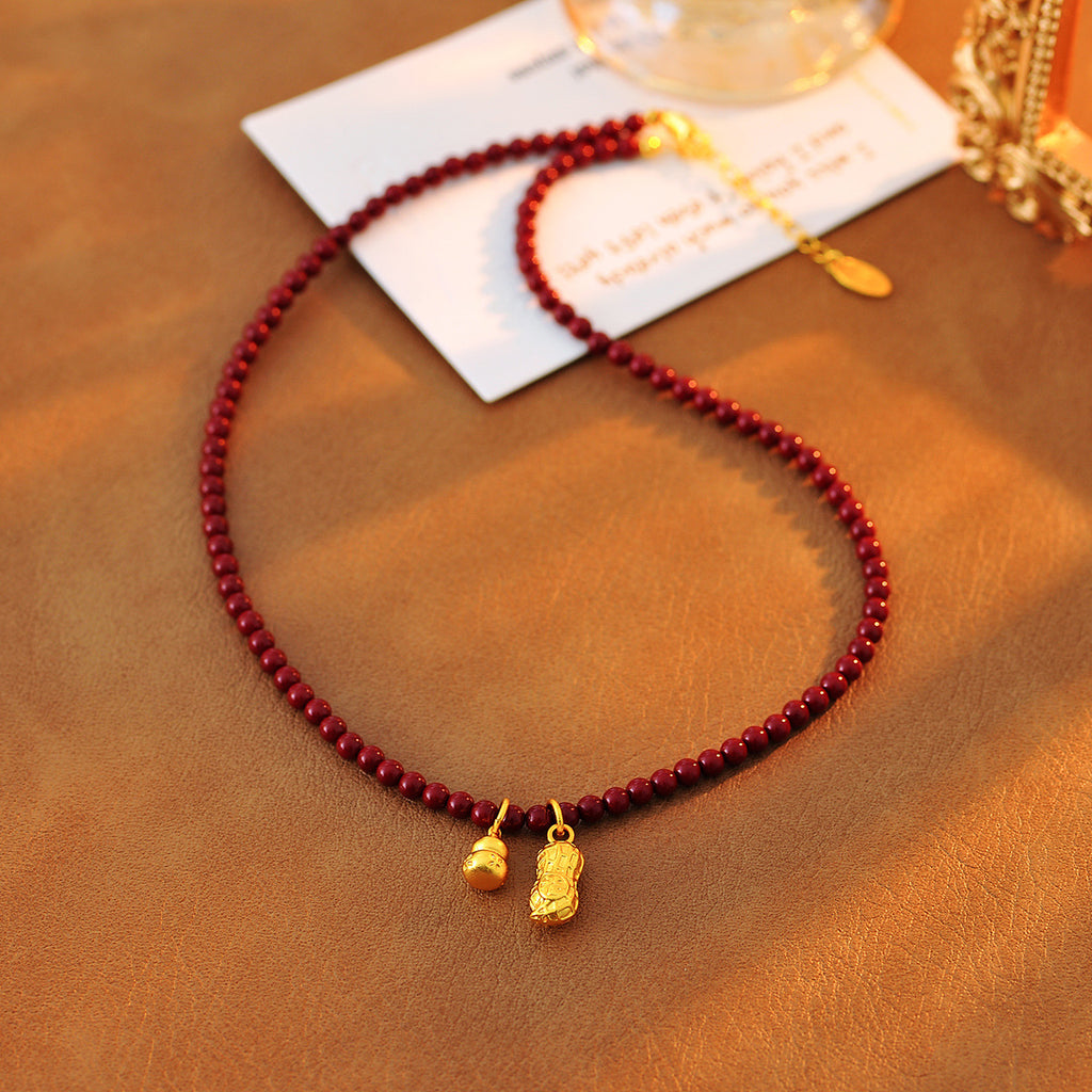 New Chinese Style Gourd Necklace for Women, New Hot-Selling High-End Light Luxury Niche Collarbone Chain Accessory