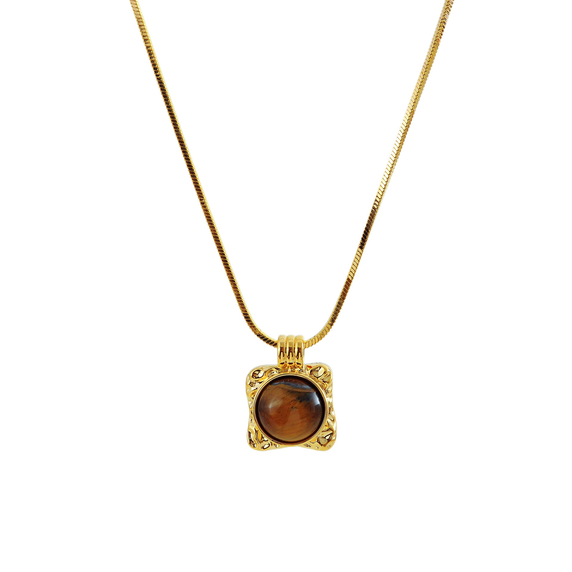 Milad Natural Tiger Eye Stone Necklace Pearl Sweater Chain Light Luxury High-End Feel Autumn Winter Versatile New Hot Item