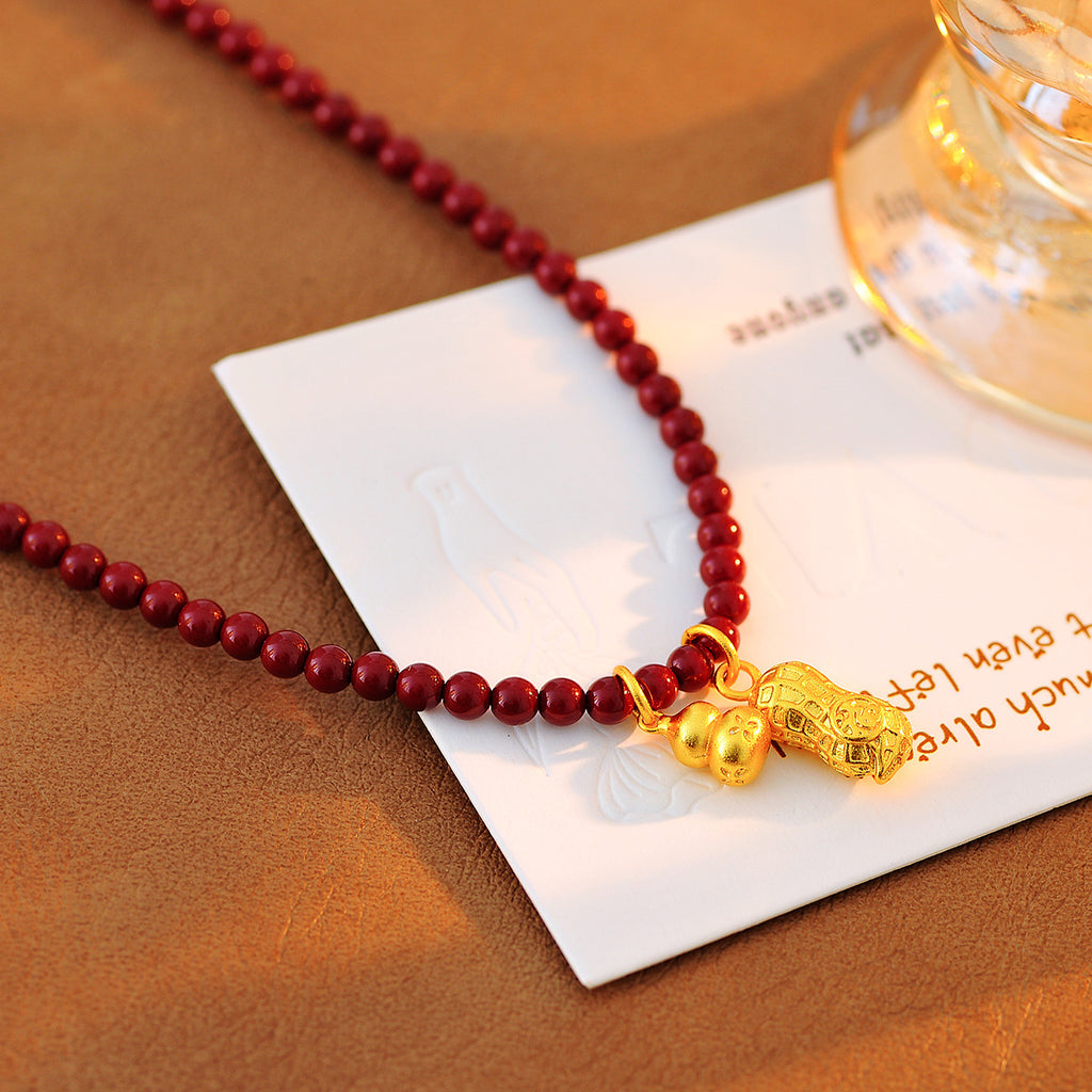 New Chinese Style Gourd Necklace for Women, New Hot-Selling High-End Light Luxury Niche Collarbone Chain Accessory