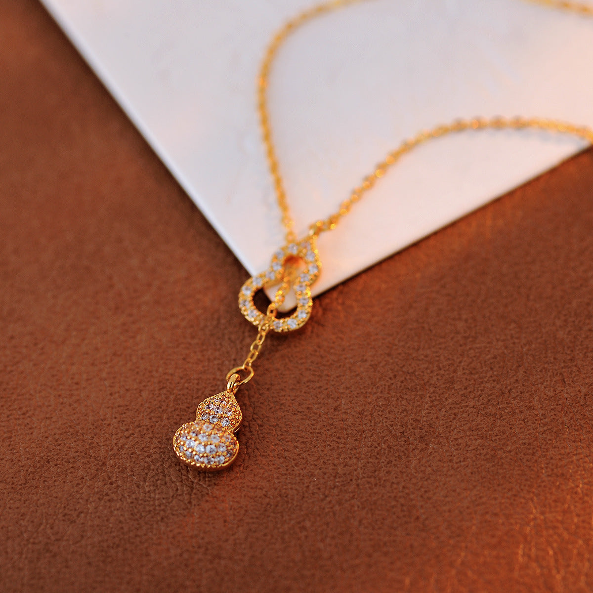 Hot-Selling Double Gourd Pendant Necklace from Live Streaming Room 2025 New Model High-End Light Luxury Niche New Chinese Style Accessories