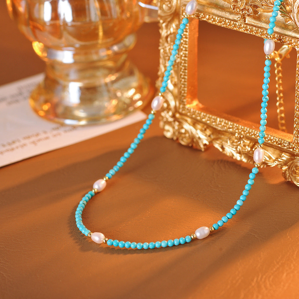 Vintage Green Beaded Freshwater Pearl Necklace New Hot-Selling Collarbone Chain Light Luxury Niche Design Choker