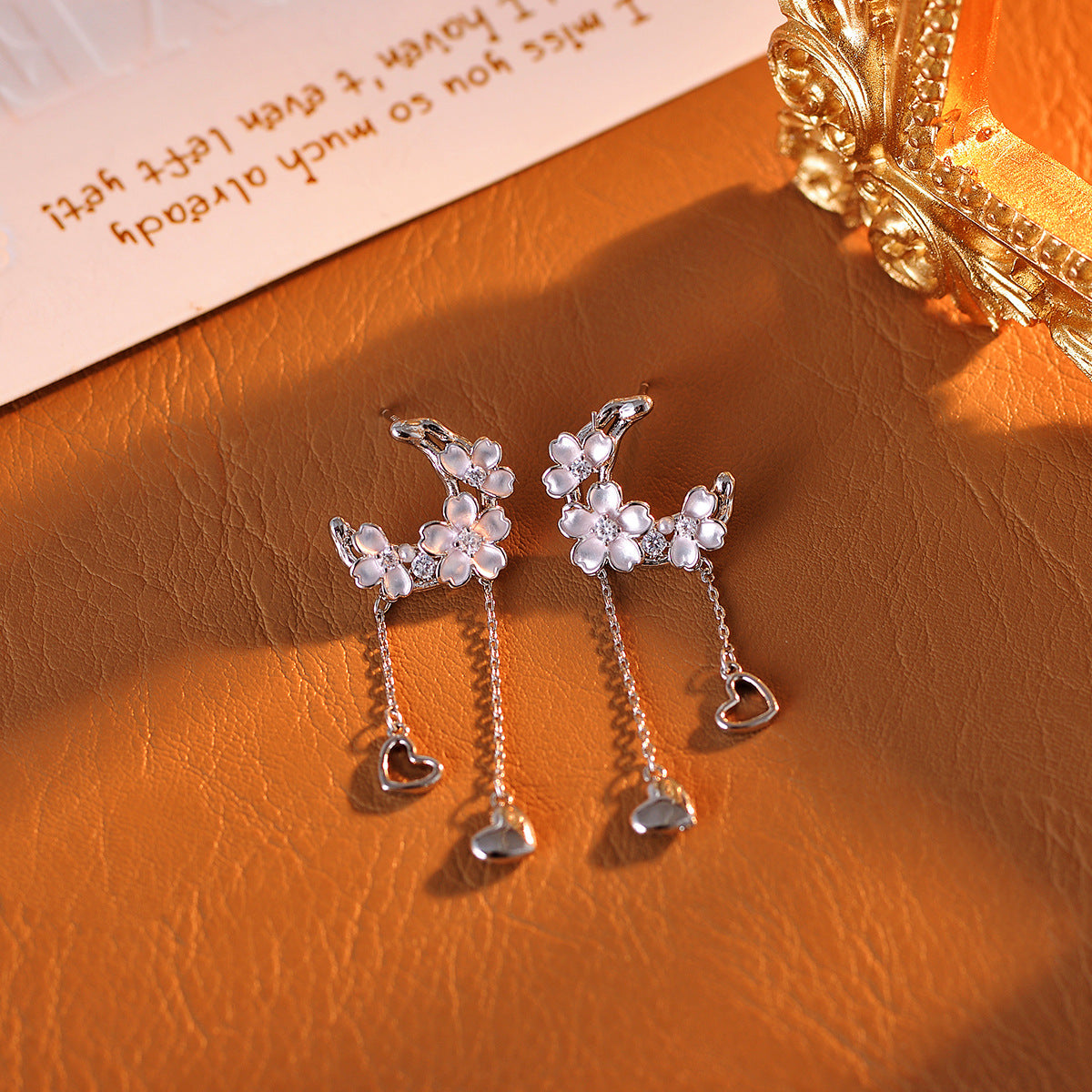 Flower Tassel Earrings Necklace High-End Fashion Versatile Necklace Niche Romantic Collarbone Chain