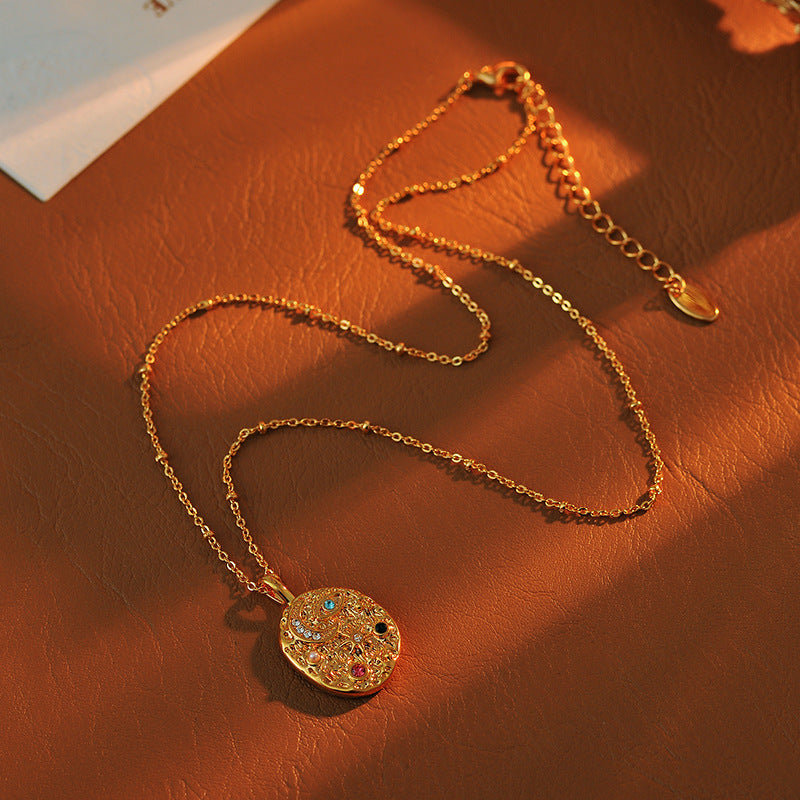 Hot-Selling Sun Moon Star Zircon Pendant Necklace for Women Original Design Niche Jewelry Layered Necklace Collarbone Chain