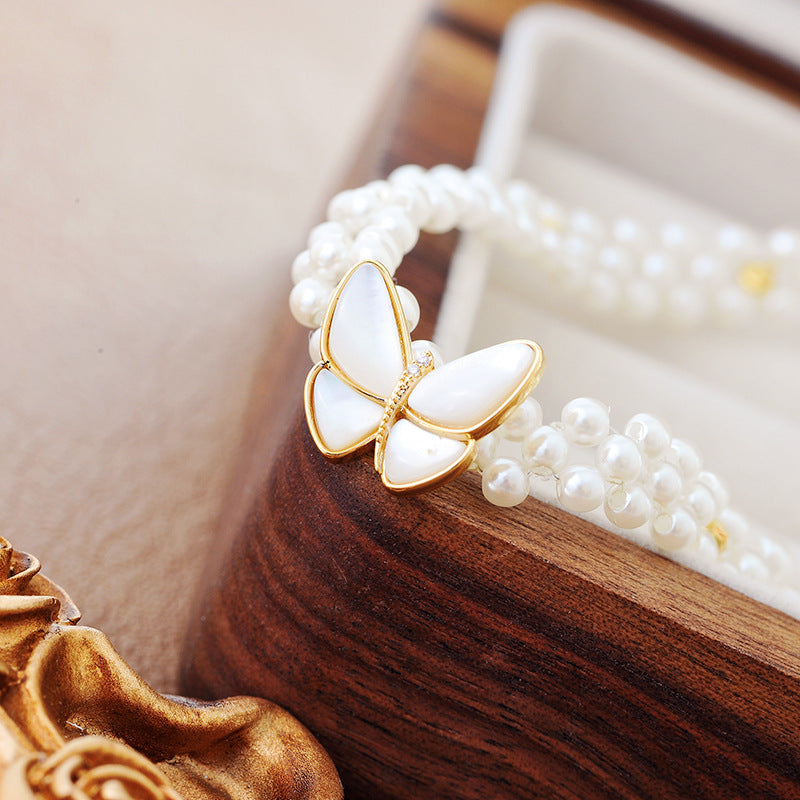 Internet Celebrity Style Butterfly Necklace New Pearl Light Luxury Niche Short Summer Collarbone Chain Sweet Design Jewelry