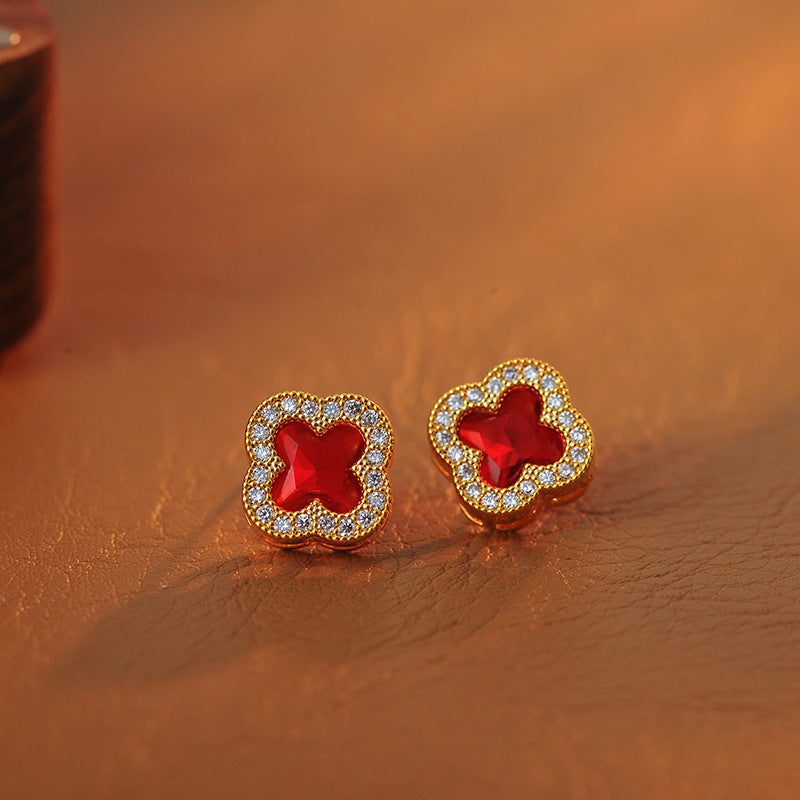 Korean Fashion Necklace Light Luxury Temperament Four-Leaf Clover Collarbone Chain Niche Design High-End Versatile Collarbone Chain