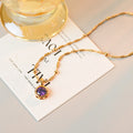 New <Romantic Star Language> European and American INS Style Fashion Trendy Inlaid Purple Zirconia Light Luxury Exquisite Collarbone Chain