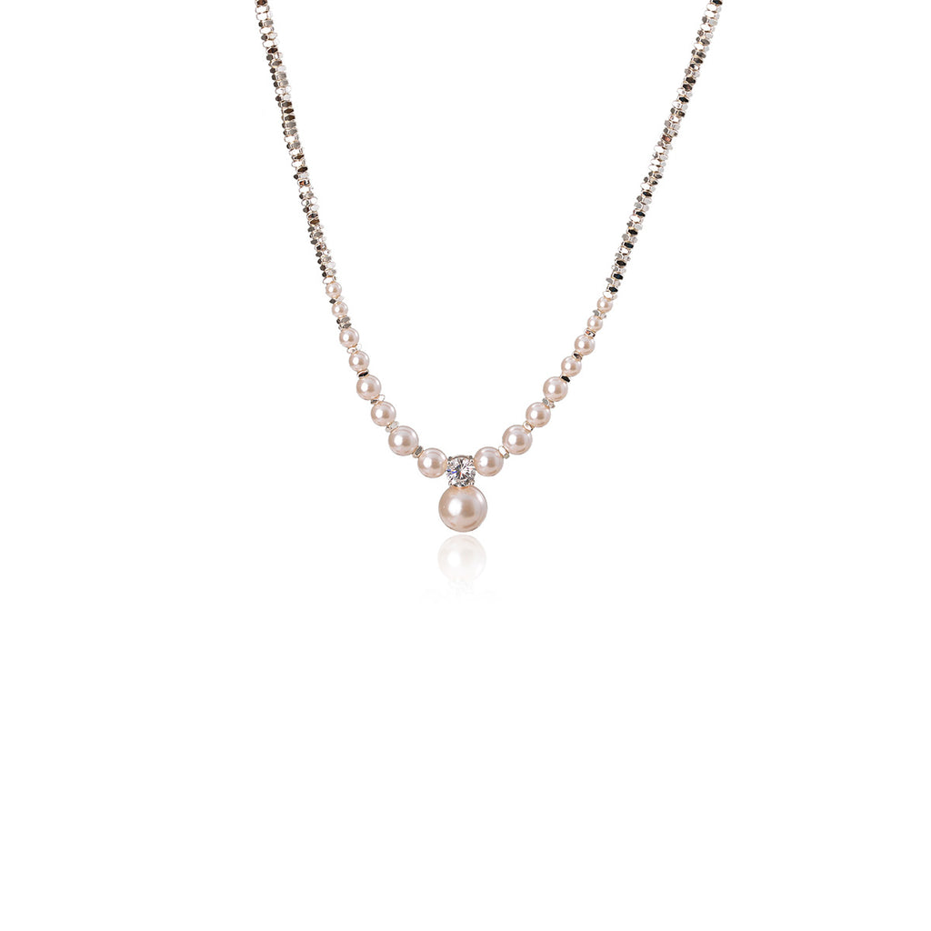 Broken Silver Pearl Necklace Niche Design High-end Elegant Collarbone Chain Versatile Fashion Choker