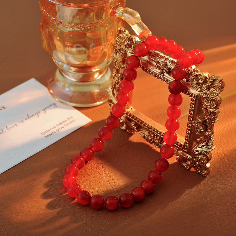 New Chinese Style Natural Red Agate Beaded Necklace Accessories for Women, New Hot-Selling High-End Collarbone Choker