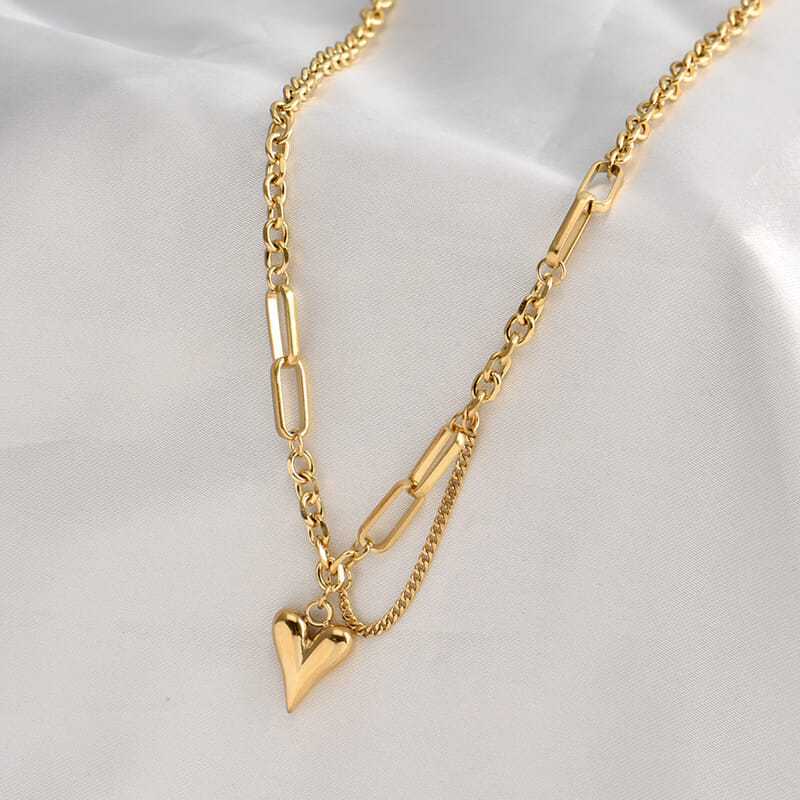 European and American Heart Personality Necklace for Women, Vintage Hip-Hop, Non-Fading, Fashionable Niche, Ins Trend, Fashionable Temperament Collarbone Chain