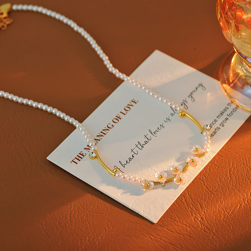 New Super Fairy Design Plum Blossom Pearl Necklace National Style Fashion High-end Sweet Versatile Sweater Chain Autumn Winter Edition