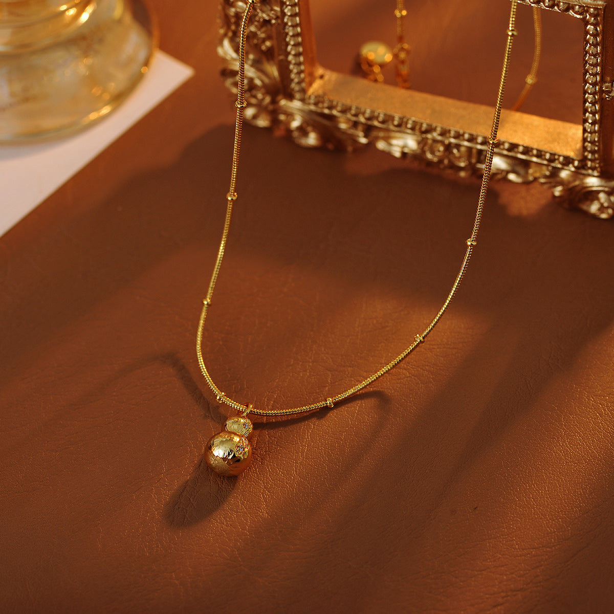 Gourd Necklace Xiaohongshu Gourd Gold Brushed Chinese Oriental Aesthetics Niche Design High-end Feel