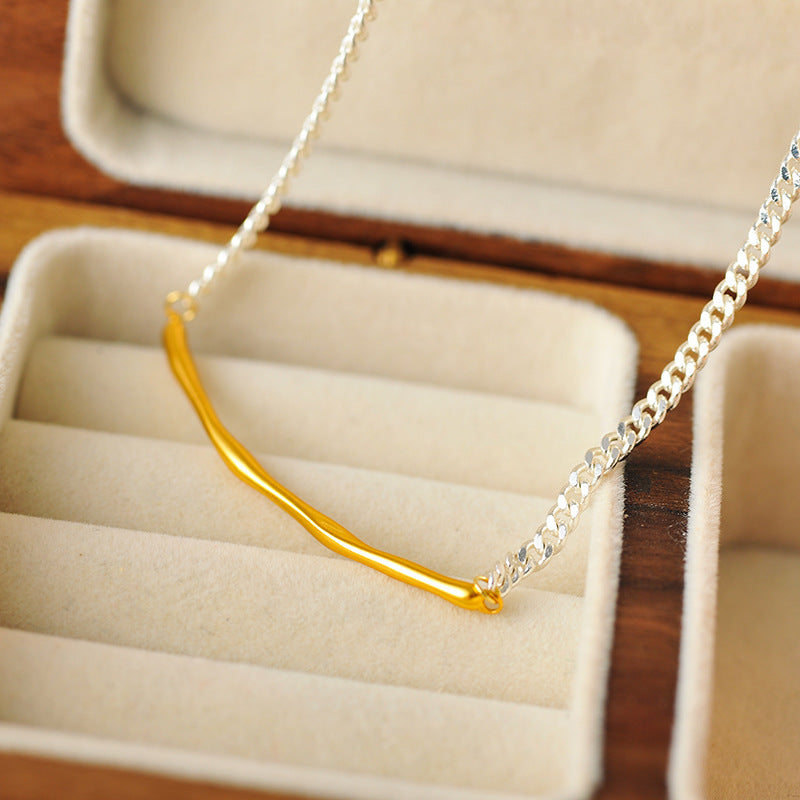 Minimalist Retro Color Block Cool Style Necklace Personality Fashion Design Sense Choker 2024 New Clavicle Chain