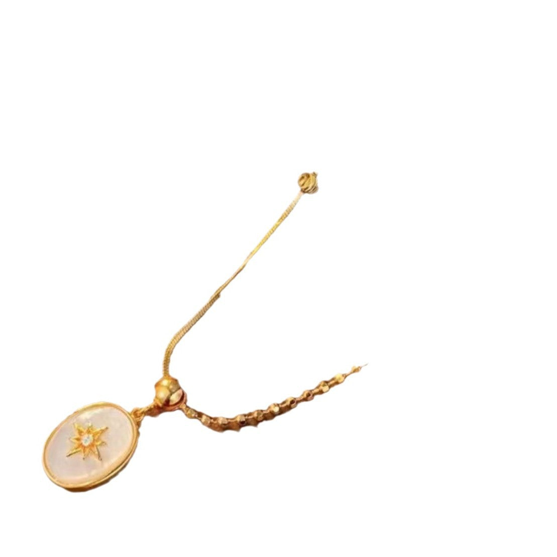 Natural Curved Mother-of-Pearl 18K Eight-Pointed Star Necklace French Light Luxury Retro Niche Fashion High-End Clavicle Chain