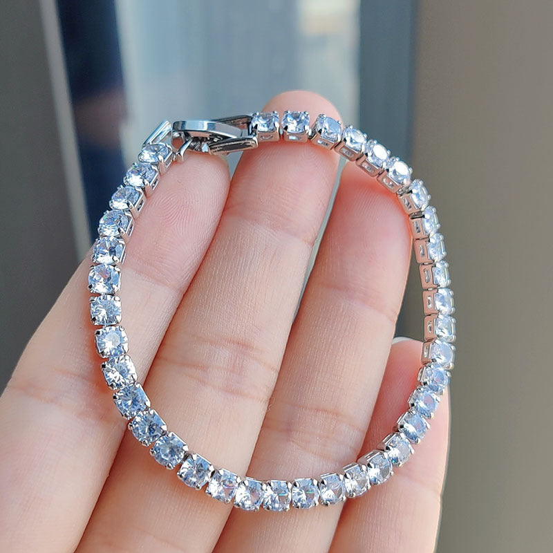 European and American Fashion Inlaid Diamond Hip-Hop Bracelet for Women Adjustable Jewelry Minimalist Style Single Row Diamond Bracelet Jewelry