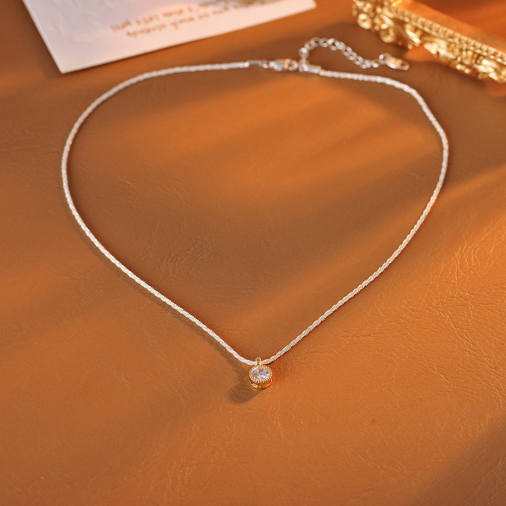 Zircon Necklace Pendant Hot-Selling Light Luxury Style Niche Design Fashion Simple High-End Neck Jewelry