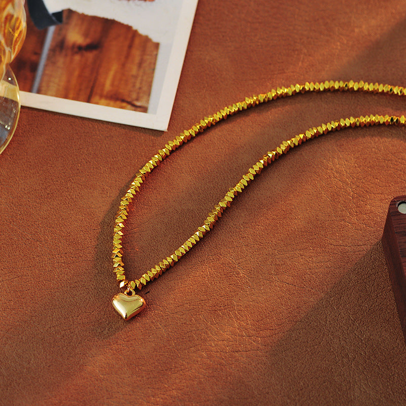 Little Red Book Same Style Broken Silver Heart Necklace Niche Design Fashion Trendy Elegant High-end Feel A10192