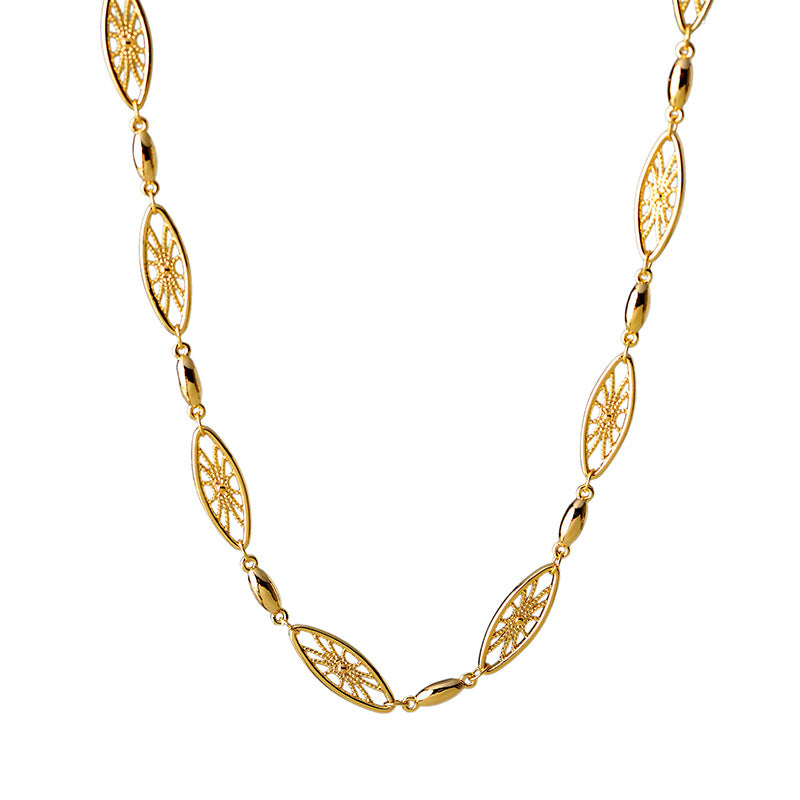 New Chinese Style Ancient Gold Color French Retro Elegant Light Luxury Fashion Autumn Winter High-end Western Chain Collarbone Chain