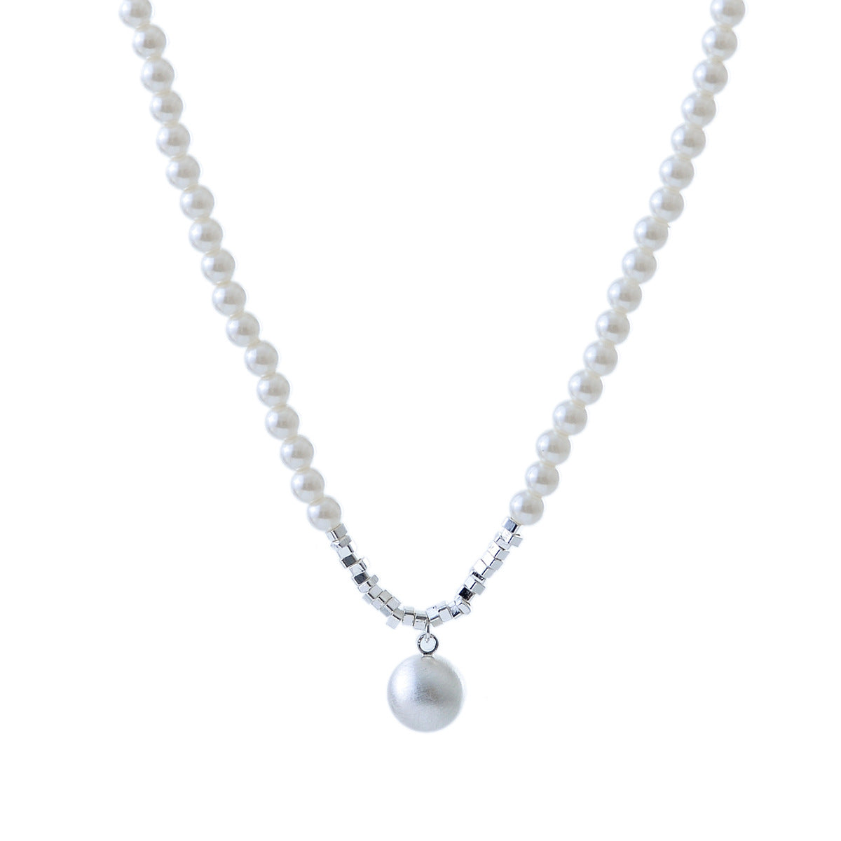 Niche Design Brushed Round Pearl Necklace for Women Simple Elegant Fashionable Temperament Chain Clavicle Chain