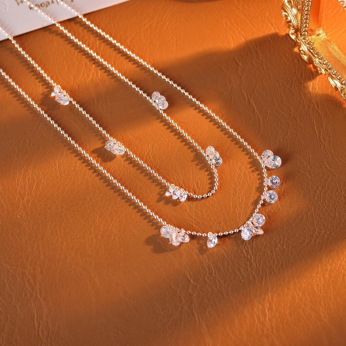 Shiny Gold-Plated Small Water Drop Necklace, Same Style as Xiaohongshu, Exquisite and Simple Zircon Temperament Collarbone Chain