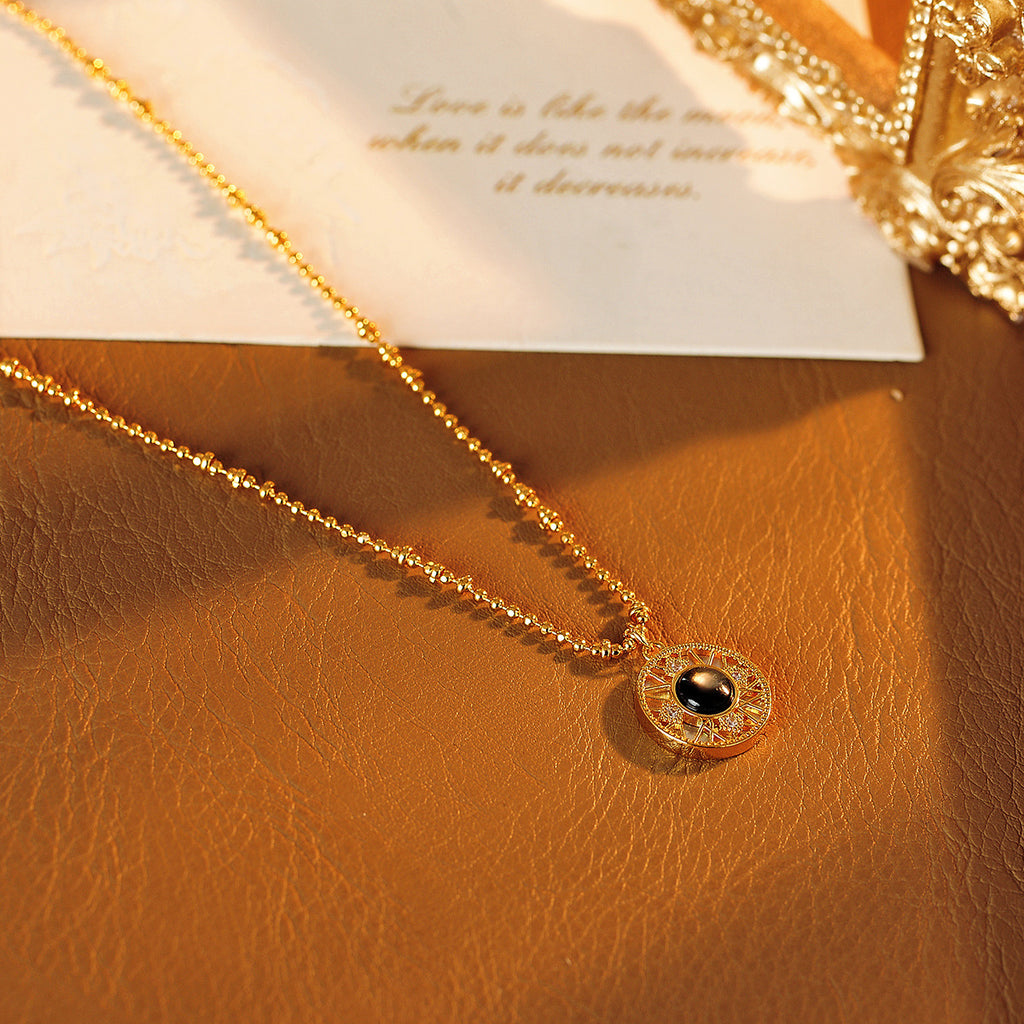 Natural Stone Round Flame Pendant Detachable Single Pendant Pearl Necklace with Small Drop