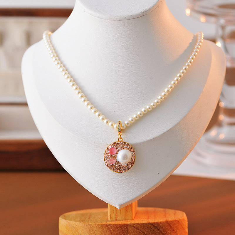 New Natural Pearl Baroque Necklace Micro Inlaid Zircon Rabbit High-end Light Luxury Choker Versatile Necklace