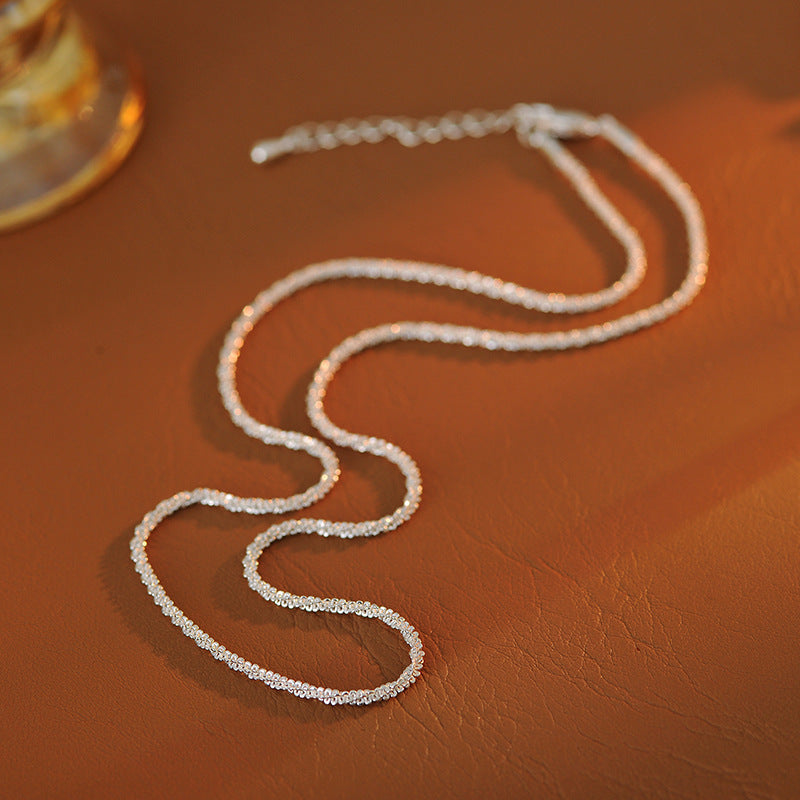 Italy VICENZA Niche Electroplated Palladium White K Sparkling Clavicle Chain Starry Sky Bare Chain Light Luxury