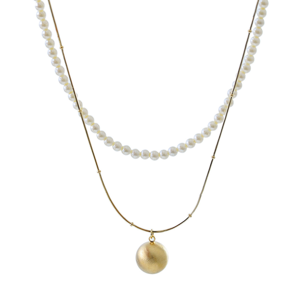 Imitation Shijia Pearl Necklace Layered Double Layer Round Bead Pendant Collarbone Chain for Women New Light Luxury Niche Neck Chain