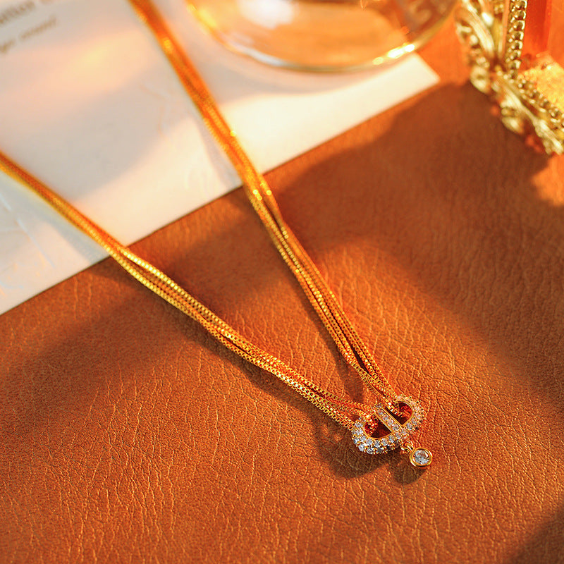 Pig Nose Letter Necklace for Women New Hot-Selling Sweater Chain Multi-Layer Light Luxury Niche Collarbone Chain Choker