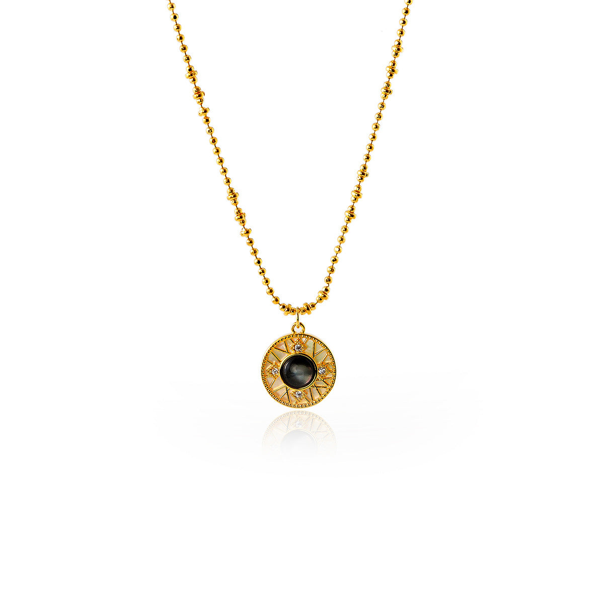 Natural Stone Round Flame Pendant Detachable Single Pendant Pearl Necklace with Small Drop