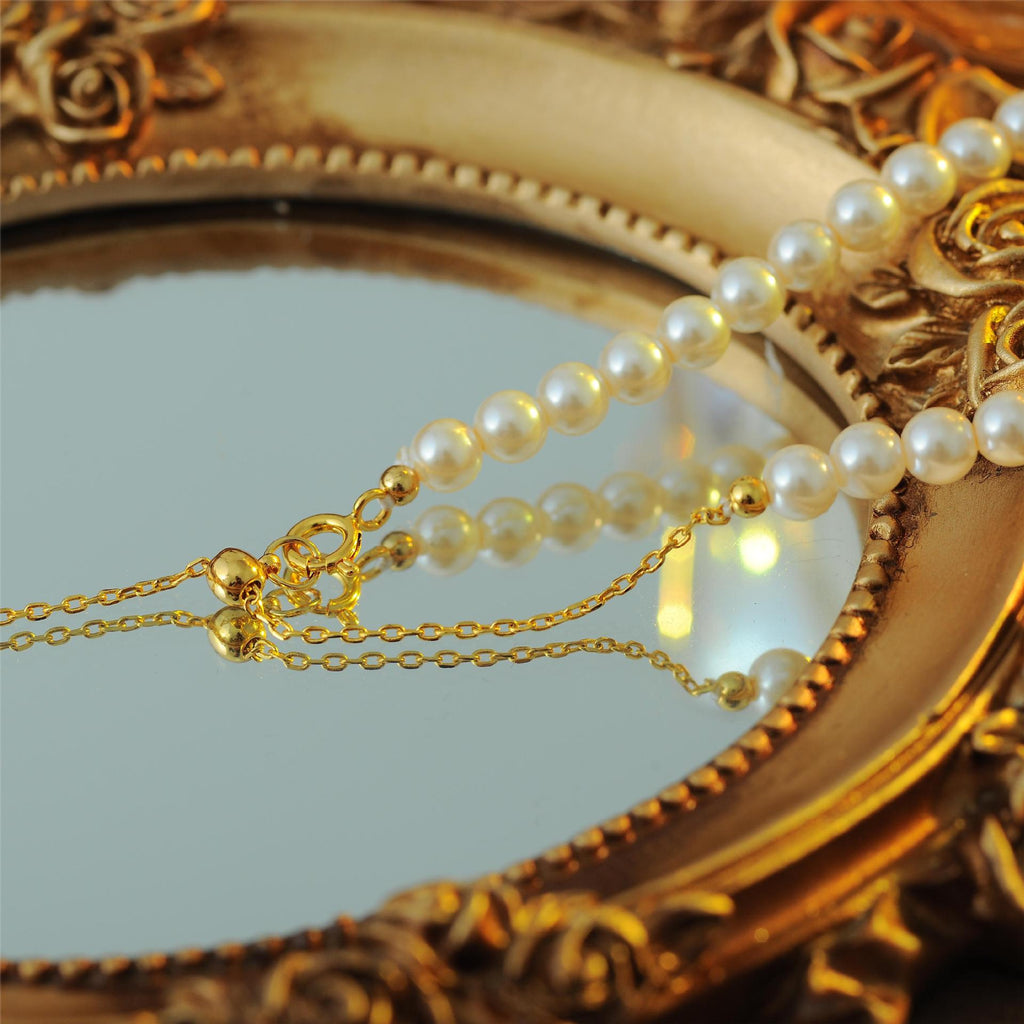 French Style High-End Imitation Shijia True Round Pearl Necklace Elegant Light Luxury Camellia Necklace Vintage A10049