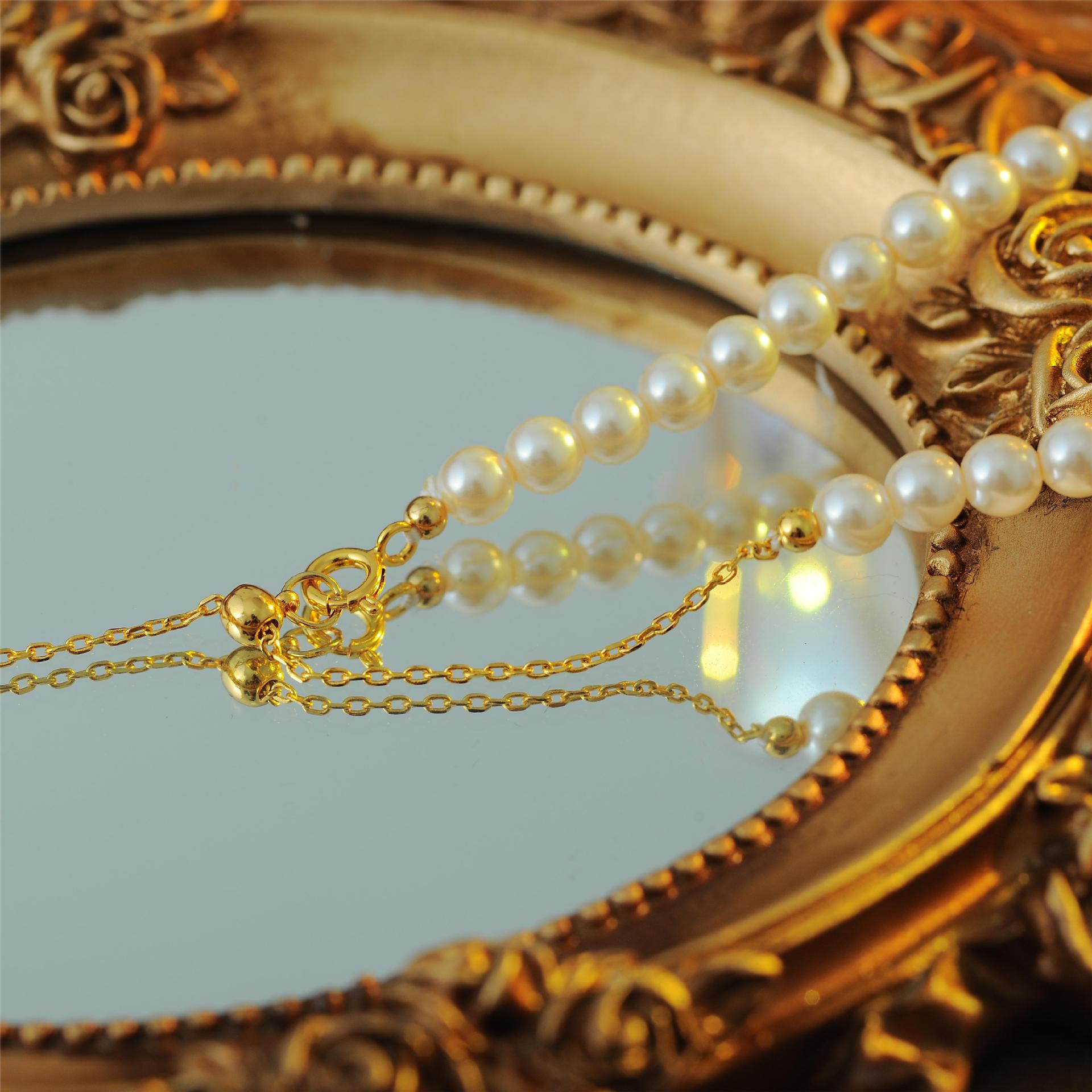 French Style High-End Imitation Shijia True Round Pearl Necklace Elegant Light Luxury Camellia Necklace Vintage A10049