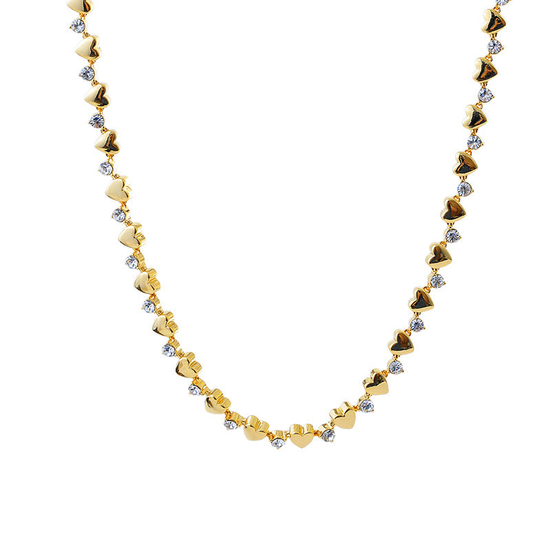 High Version Real Gold New Fashion Niche Design Heart Necklace for Women, Personalized Simple High-end Collarbone Chain