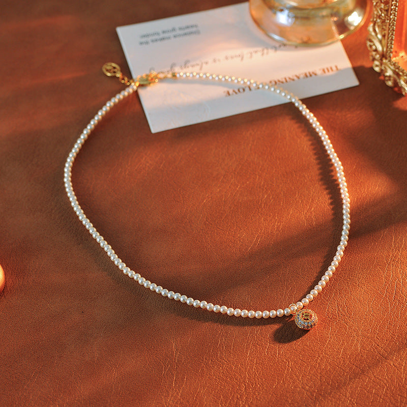 New Year Necklace Light Luxury Elegant Versatile Micro Inlaid Zircon Hollow Eight-Pointed Star Pendant Pearl Necklace for Women