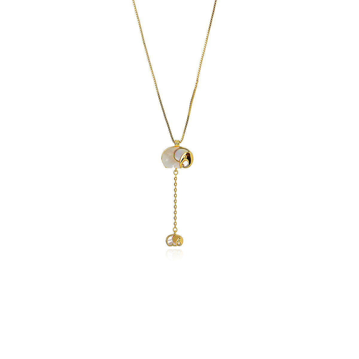Little Elephant Necklace Real Gold Plating Light Luxury Niche High-end Sense Collarbone Chain Simple Chalcedony Pendant