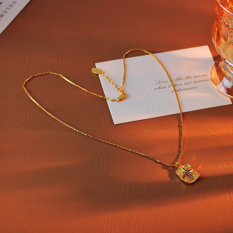 European and American Version Hexagram Necklace Full Diamond Rectangular Eight-Pointed Star Clavicle Chain Gold-Plated Personalized Choker