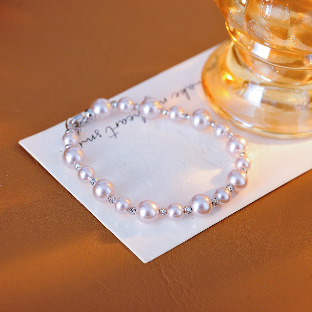 Manta Rose Purple Pink Pearl Fragment Silver Bracelet for Women, Niche Design, High-End Luxury Bracelet, Elegant Socialite Jewelry