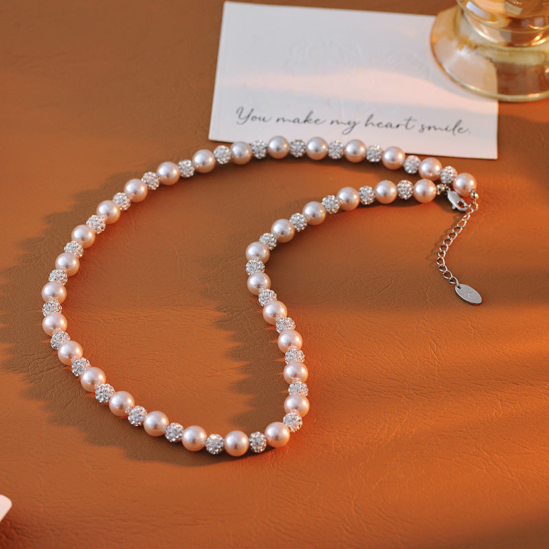 Fashionable Design Sense Girl Pearl Bracelet Female Niche Temperament Exquisite Sparkling Bracelet Necklace Jewelry Set Planet