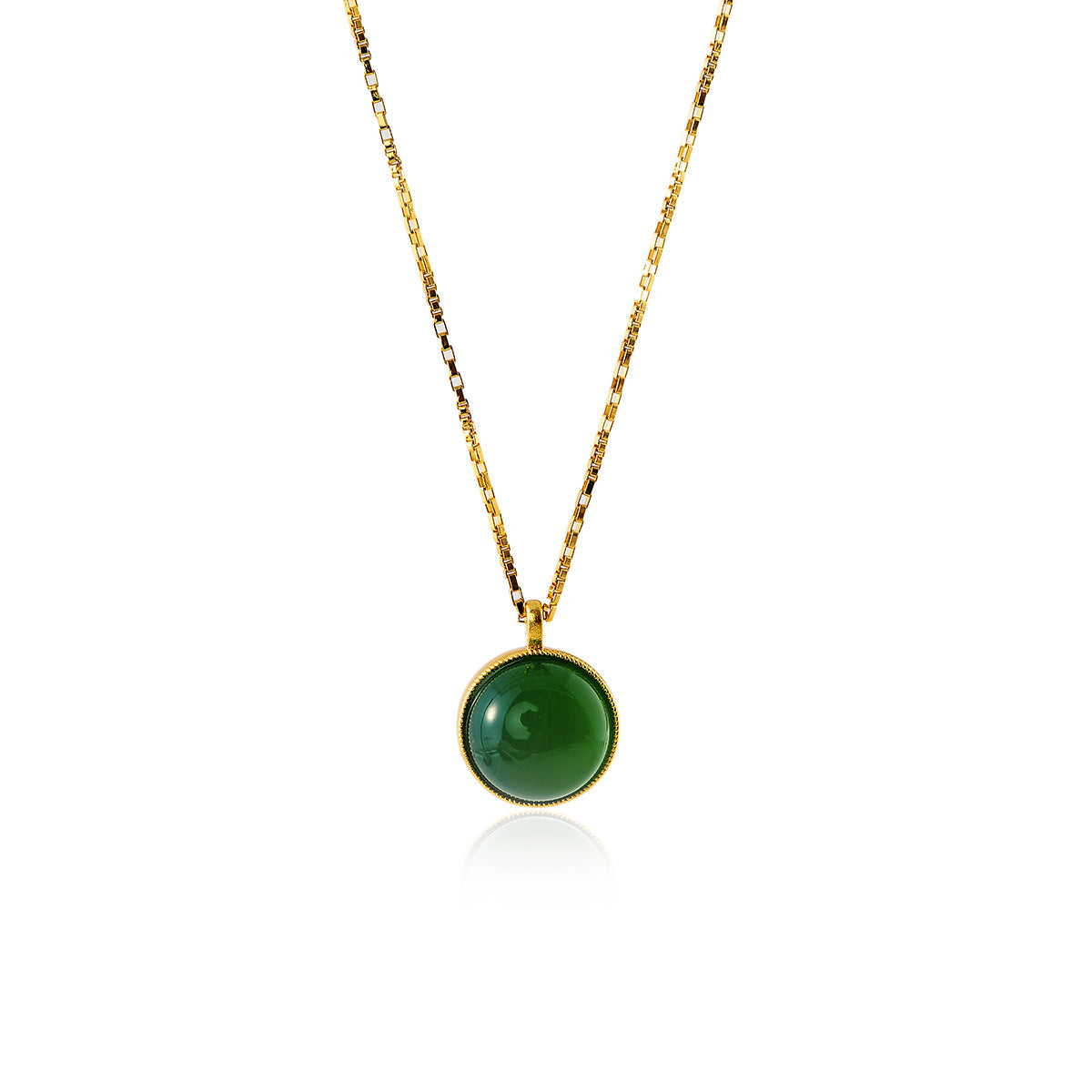 Vintage Ice Transparent Sun Green Chalcedony Pendant Necklace New Chinese Style Petite Brightening Daily Collarbone Chain