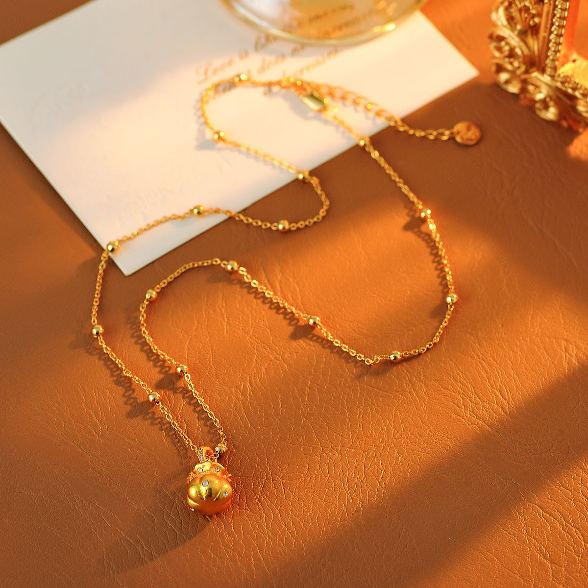 New Chinese Style National Trend Gold Money Bag Necklace Fashion Versatile High-end Pendant Exquisite Simple Accessory