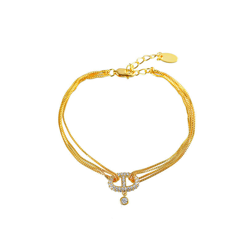 Pig Nose Letter Necklace for Women New Hot-Selling Sweater Chain Multi-Layer Light Luxury Niche Collarbone Chain Choker