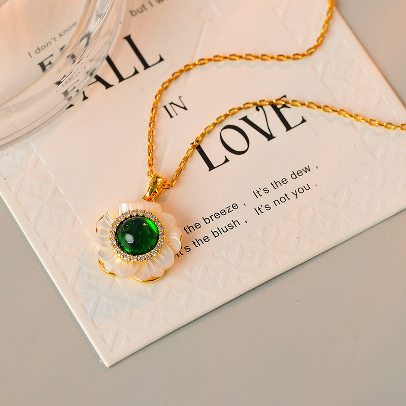 French Style Girly Flower Niche Earrings Chanel Style White Mother-of-Pearl Bracelet Design Earrings Bracelet Necklace