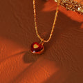 2025 New Red Glaze Heart Necklace Light Luxury Elegant Versatile Fashion Jewelry for Women